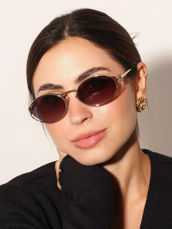 Miu Miu Women Sunglasses LOGO Gold Violet Oval MU52YS 5AK20Y NEW AUTHENTIC main image 7